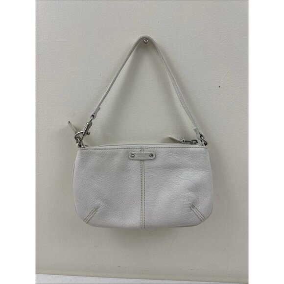 Fossil Pebbled Leather Small Hobo Wristlet Purse Off White - Picture 1 of 14